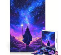 Magicien Marchant sous Un Ciel étoilé avec Un bâton Lumineux Puzzle de 1000 pièces pour Adolescents Stimule la mémoire Loisir apaisant Cadeau de Noël Douillet (50x75cm)