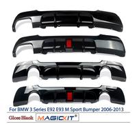 MAGICKIT Pour BMW Série 3 E92 E93 330I 320d 325d 318i 316i M Sport Diffuseur de pare-chocs arrière Kit carrosserie Noir brillant 2006-2013 Double-sided w LED