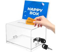 MAGICLULU 1 boîte de donation en acrylique avec serrure transparente pour recueillir des commentaires pour voter des pièces de monnaie collection de cartes