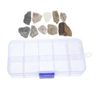 MAGICLULU 1 Boîte Kit Éducatif de Géologie Spécimens de en Plastique et Pierre pour Garçon et Filles Boîte Organisée Étiquettes, pour Apprentissage à Domicile et Sorties en Plein Air