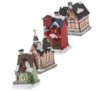 MAGICLULU 1 Ensemble Maison Lumineuse De Noël Décorations De Noël Illuminées Scène De Village De Noël en Plein Air Crèche Ornements De Maison De Noël Illuminés Guirlandes Lumineuses 4 pièces