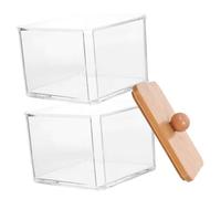 MAGICLULU 1 Ensemble Organisateur de Salle de Bain Transparent à Couvercle Boîte de Rangement Empilable pour Coton Tiges Accessoires Beauté Petits Objets pour Bureau Maison