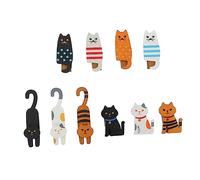 MAGICLULU 1 Jeu Clip en Bois en Forme De Chat Agrafe Épingles Pendaison Étiqueter Mignon Tenue De Chat Pinces À Linge À Thème Décor De Chat Noir Clips Chat Badges Rose Tilleul 10 Pièces