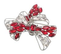 MAGICLULU 1 Paire de Clips pour Chaussures à Talons Hauts en Alliage Nœud et Cristaux Rouges, Accessoires Décoratifs Amovibles pour Escarpins et Sandales, Mariage et Soirée Élégante