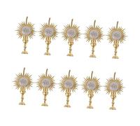 MAGICLULU 10 Pièces Décorations de Gâteau Baptême et Première Communion Lot de Topper Églisé avec Motifs Religieux pour Shower Anniversaires et Célébrations Chrétiennes Or