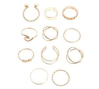 MAGICLULU 10 Pièces Ensemble de Bagues Décoratives Bague à Manchette Ouverte en Alliage Doré Réglable, pour Femmes, Usage Quotidien et Fête