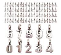 MAGICLULU 100 pièces Breloques Numériques Alliage pour Fabrication de Bijoux DIY Pendentifs Chiffres pour Bracelets Colliers Porte-clés et Accessoires de Graduation