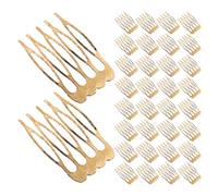MAGICLULU 100pièces Peignes Latéraux Simples Dorés Métal Vierge Accessoires de Coiffure DIY pour Couronnes Décoratives et Voiles de Mariée