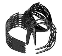 MAGICLULU 12 Pièces Bandeau Large Noir Vintage en Résine Fleurs Ajourées et Motifs Léopard, Accessoire Cheveux Confortable et Élégant pour Fêtes et Mariages