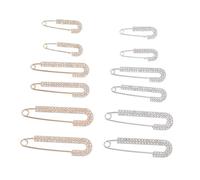 MAGICLULU 12 pièces Broches Épingles de Sûreté Double Rangée Strass pour Femmes Clips Décoratifs pour Pulls Robes Chemises Écharpes et Chapeaux Métal et Design Élégant