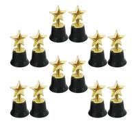 MAGICLULU 12 pièces Lot de Trophées Étoile Dorés Miniatures pour Sports et Récompenses Scolaires Accessoires Pratiques pour Garçon Fille Compact et Élégant avec Socle Noir