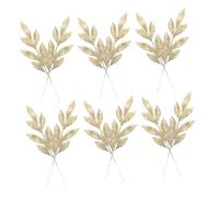 MAGICLULU 12 Pièces Piques de Noël en Plastique à Feuilles en Plastique de Noël Choix de Feuilles de Couronne Branches d'arbres Scintillantes décorations d'arbres Golden