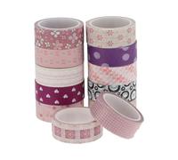 MAGICLULU 12 Rouleaux Ruban Décoratif pour Scrapbooking, Ruban de Papier Japonerie Auto-adhésif pour Journal Intime, Pourpre, Diy, pour Décorer Crafts et Papeterie, pour Marquer les Dates