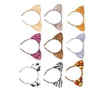 MAGICLULU 12pcs Bandeaux Oreilles de Chat Imprimé Léopard en Tissu Doux, Taille Unique, Accessoires Cosplay pour Fêtes à Thème et Déguisements Couleur Aléatoire
