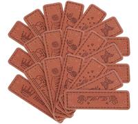 MAGICLULU 140Pcs Étiquettes en cuir PU avec trous pour articles faits main et loisirs créatifs, motifs variés 20 pièces boutons, fleurs, cœurs, insectes volants, abeilles, machines