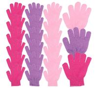 MAGICLULU 15 Paires Moufles de Bain Gommage Complet du Corps Exfoliants en Polyester Double Cinq Doigts, Conception Sécurisée et Ergonomique pour Hommes et Femmes