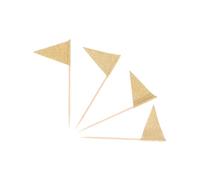 MAGICLULU 15 Pièces Petits Drapeaux Triangulaires Pailletés en Papier Doré pour Décoration de Gâteau, Faciles à Piquer, pour Fête du Nouvel an et Réunion Annuelle