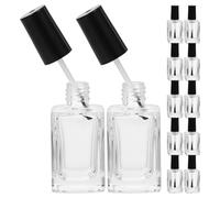 MAGICLULU 15pcs Flacon à Ongles Noir en Verre Transparent avec Brosse, Facile à Transporter, Design Circulaire et Côtés Plats, pour Cosmétiques Liquides