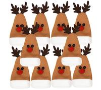 MAGICLULU 2 Ensembles Bouchon De Bouteille De Vin De Wapiti De Vin De Noël Décorations d'arbre De Noël D'argenterie De Noël À Vin en Vrac Brown Chiffon 10 Pièces * 2