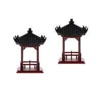 MAGICLULU 2 Pièces Belvédère Figurine Miniature Modèle De Temple Chinois Décor De Jardin Décor De Pot De Bonsaï Figurine De Pagode Asiatique Pagode Miniature Mini-Jardin Abdos Rouge