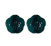 MAGICLULU 2 Pièces Bol à Sauce Céramique Forme De Fleur Coupelle Trempette Porcelaine Avec Motif Assiette Assaisonnement Pour Cuisine Bbq Couleur Vert Foncé