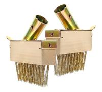 MAGICLULU 2 Pièces Brosse de Jardin en Fil d'acier pour Désherbage Manuel Tête de Brosse Anti-Mousse, Manche Antidérapant et Compact, pour Fête Jardinage et Désherbage