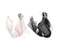 MAGICLULU 2 pièces Décorations Halloween Squelette Suspendu Toile de Jute Lot de Fantômes Effrayants pour Intérieur Extérieur Accessoires Réutilisables avec Corde Solide pour et Jardin
