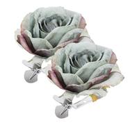 MAGICLULU 2 Pièces Embrasses de Rideau en Forme de Rose, Pinces à Rideaux Décoratives Fleur Cyan en Tissu et Métal, Attaches de Draperie sans Perçage pour Chambre et Salon