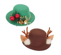 MAGICLULU 2 Pièces Épingle à Cheveux Pour Chapeau D'enfant Épingles De Cheveux De Mariage Pince à Cheveux De Noël Mini Chapeaux De Père Noël Mini Chapeau D'ornement Bandana En Tissu Green