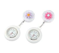 MAGICLULU 2 Pièces Montre de Poche Daisy en Silicone et Verre, Blanche | Petit Motif Fleur, Design Délicat, Affichage Précis, Cadran Renforcé Contre les Chocs, Usage Quotidien