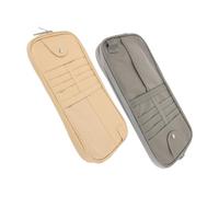 MAGICLULU 2 pièces Organisateur de Pare Soleil pour Voiture Pochette de Rangement Multi Poches Cuir PU Beige et Gris Porte Cartes Stylo CD et Lunettes de Soleil Accessoire Pratique pour