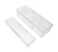 MAGICLULU 2 pièces Organisateur de Tiroir Transparent Boîte de Rangement Extensible Plastique Ajustable pour Cosmétiques et Ustensiles de Cuisine Grand Petit