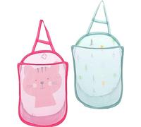 MAGICLULU 2 Pièces Panière à Linge Suspendue Pliable Maille Panier de Rangement pour Vêtements Jouets et Accessoires Vert Arbre Rose Chat