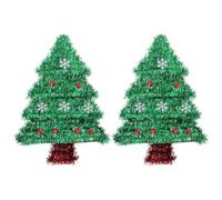 MAGICLULU 2 Pièces Pendentif Fleur De Noël Décor Fenêtre Est Venu Éclairé Porte Guirlande Lumineuse Solaire D'extérieur Lumières Paillettes d'arbre De Noël Cloches Art Latte Green