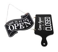 MAGICLULU 2 pièces Plaque Suspendue Bois Double Face Ouvert Fermé Signalétique Rétro pour Restaurant Bar Boutique Indicateur Commercial Interchangeable Lot
