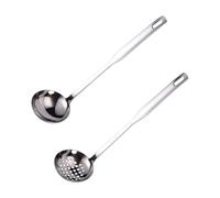 MAGICLULU 2 pièces Set Louche et Écumoire Acier Inoxydable pour Soupe et Service Manche Long Antibrûlure Ustensiles de Cuisine pour Maison et Restaurant