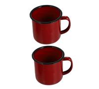 MAGICLULU 2 pièces Tasse Émail Vintage Petite Tasse Portable pour Eau Café et Pot Chaud Design Rétro Rouge pour Intérieur Extérieur