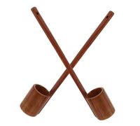 MAGICLULU 2 Pièces Wooden Wine Ladle Vintage Flat Bottom Beer Pouring Scoop Long Handle Measuring Spoon For Oil Vinegar Soy Sauce