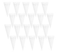MAGICLULU 20 Cônes à Pétales de Confettis Mariage en Papier Blanc Motif Dentelle Ajouré, Ruban Adhésif Double Face Résistant pour Décoration de Fête et Anniversaire