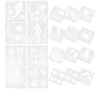 MAGICLULU 20 Feuilles Pochoirs de Créatures Marines Réutilisables en PET | Compatibles Peinture Acrylique, Tamponnage à L’éponge et Petit Pinceau, Feuille Argentée
