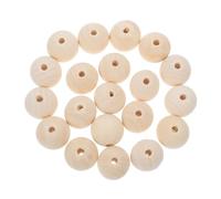 MAGICLULU 20 pièces Lot de Perles Bois Naturel Grandes Perles Rondes avec Grand pour Création Bijoux DIY Artisanat Décoration