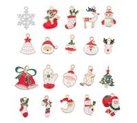 MAGICLULU 20 Pièces Pendentif de Noël Charme de Noël Plaqué Or Alliage Émaillé pour Loisirs Créatifs DIY Interaction Parent-garçon et Filles