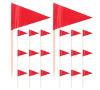 MAGICLULU 200 drapeaux rouges pour cure-dents - Décorations triangulaires pour cupcakes, mini-marqueurs pour fruits et fromages, plateaux de fromages et amuse-gueules