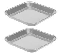 MAGICLULU 2pcs Assiettes à Collation en Acier Inoxydable Carrées Épaisses, Plateau Multifonction Résistant la Déformation pour Apéritif, Dessert, la Cuisine D'hôtel