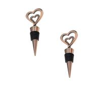MAGICLULU 2pcs Bouchons de Bouteille en Alliage Bronze de Cœur pour Mariage Créatif, Réutilisables et Étanches, Accessoires pour Vin à Domicile
