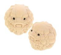 MAGICLULU 2pcs Boules de Massage Mains en Bois de Buis Sculpté Motif Lion Mythique, Petites Balles D'exercice Mains, Stimulation des Points D'acupression et Décoration