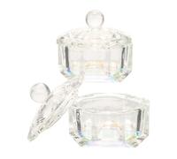MAGICLULU 2pcs Coupelle à Clous en Verre avec Couvercle, Support Liquide Acrylique pour Ongles, Petite Taille, Transparence, Pratique pour Nail Art Professionnel