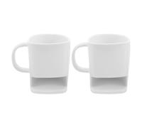 MAGICLULU 2pcs Tasse à Petit-déjeuner en Céramique Blanche 225ml avec Compartiment à Biscuits Intégré, Texture Lisse, Maison Bureau