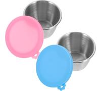 MAGICLULU 2pcs Tasses à Sauce en Acier Inoxydable 70ml avec Couvercles en Silicone, Portables et Légères pour Pique-niques et Usage Extérieur Couleur Aléatoire