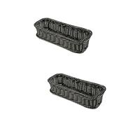 MAGICLULU 2pièces Panier Rectangulaire Imitation Rotin Panier Woven Multi-fonctionnel Pour Cuisine Et Maison Foncé Pour Snacks Fruits Et Légumes